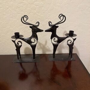 Elegant Black Reindeer Candle Holders